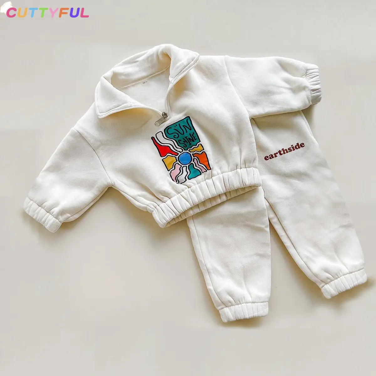 

Зимние теплые комплекты одежды для мальчиков Cuttyful, утепленная флисовая куртка на молнии и штаны, спортивный костюм для маленьких мальчиков, одежда для маленьких девочек, наряд