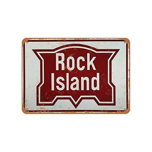 Lplpol Rock Island Railway Vintage Signs Metal Tin Sign Wall Decor Man Cave Bar