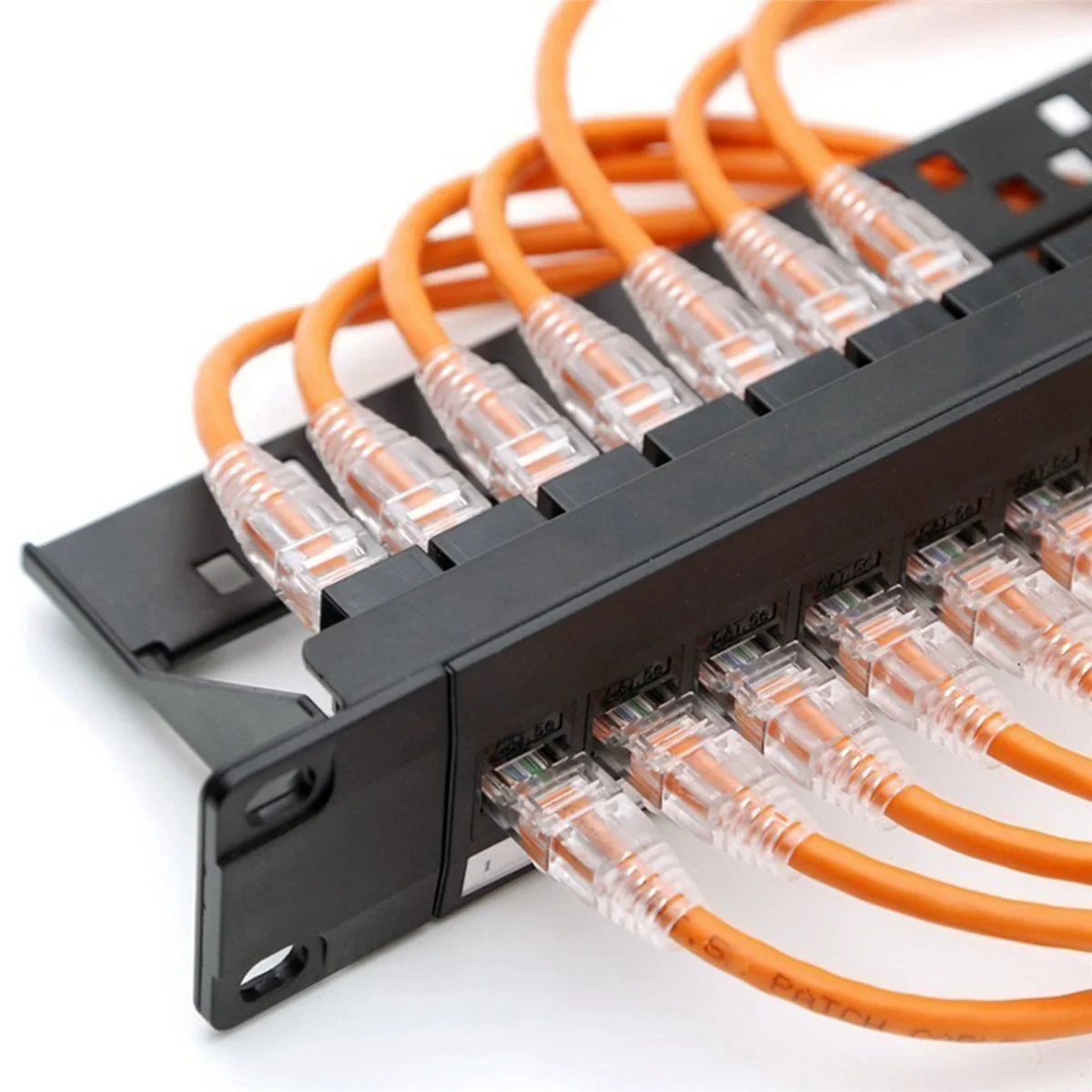 19Inch 1U Cabinet Rack Pass-Through 24 Port CAT6 Patch Panel RJ45 contact port Modular Frame Z