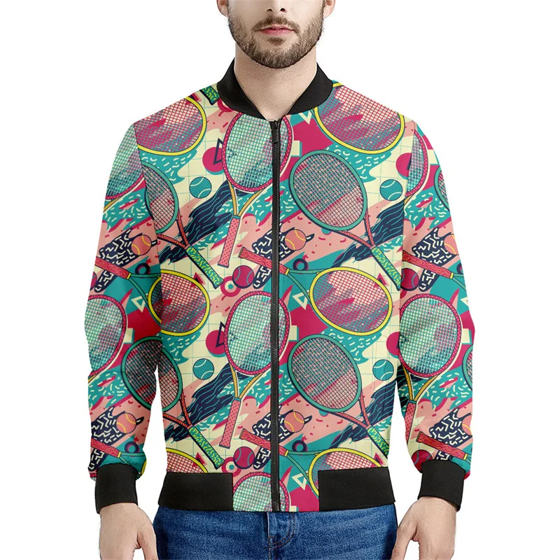 thumbnail image 1 of Chaqueta de raqueta de tenis de moda para hombre y mujer, sudaderas deportivas con estampado 3D, camisetas de calle de manga larga, chaquetas holgadas con cremallera, 1 of 4