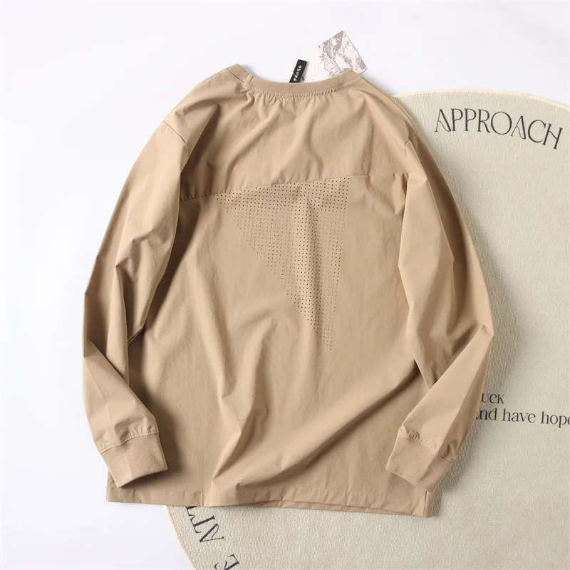 Elastic Comfortable Long Sve T-irt Men's Outdoor Casual Sports round Ne Faion Urban Sle Breathable Spring Autumn