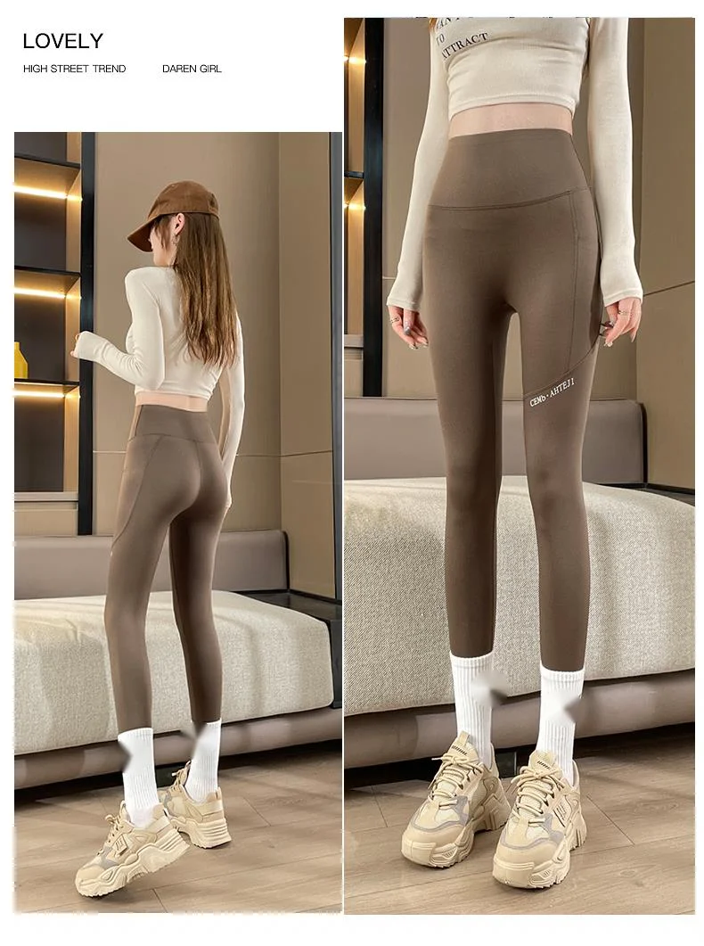 #Shark skin leggings for outer wear, 2024 high waist, abdominal compression, hip lifting, slimming, spring and autumn_voghion.com