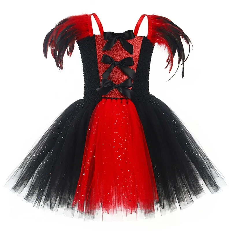 Disfraz De Vampiresa Para Niña – Vestido Gótico Con Collar Para Halloween Y Carnaval