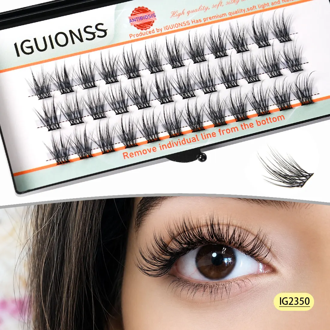 رموش عناقيد DIY وصلات رموش فردية طبيعية Wispy انحناء C D أنماط متعددة IGUIONSS