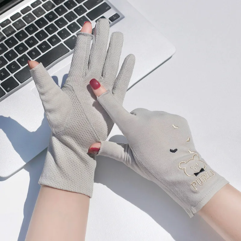 Manicure Gloves for Women Summer UV Protection Driving Anti-Tanning Cycling Lady Shopping Running Breathable Anti-Slip Gloves - 5