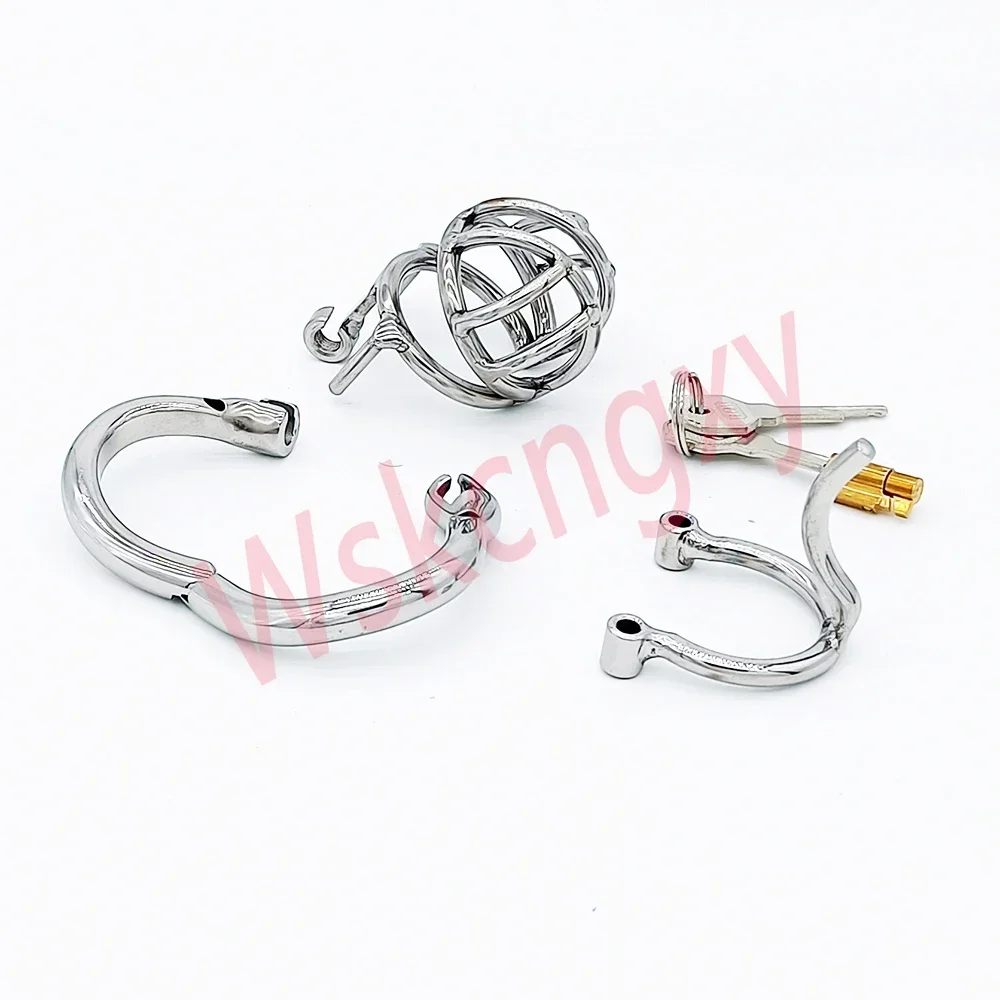 5MM PA Piercing Stainless Steel Chastity Cage Male Penis Lock Device Breathable Cock Ring Penis Fetish Restrain Sex Toys for Men