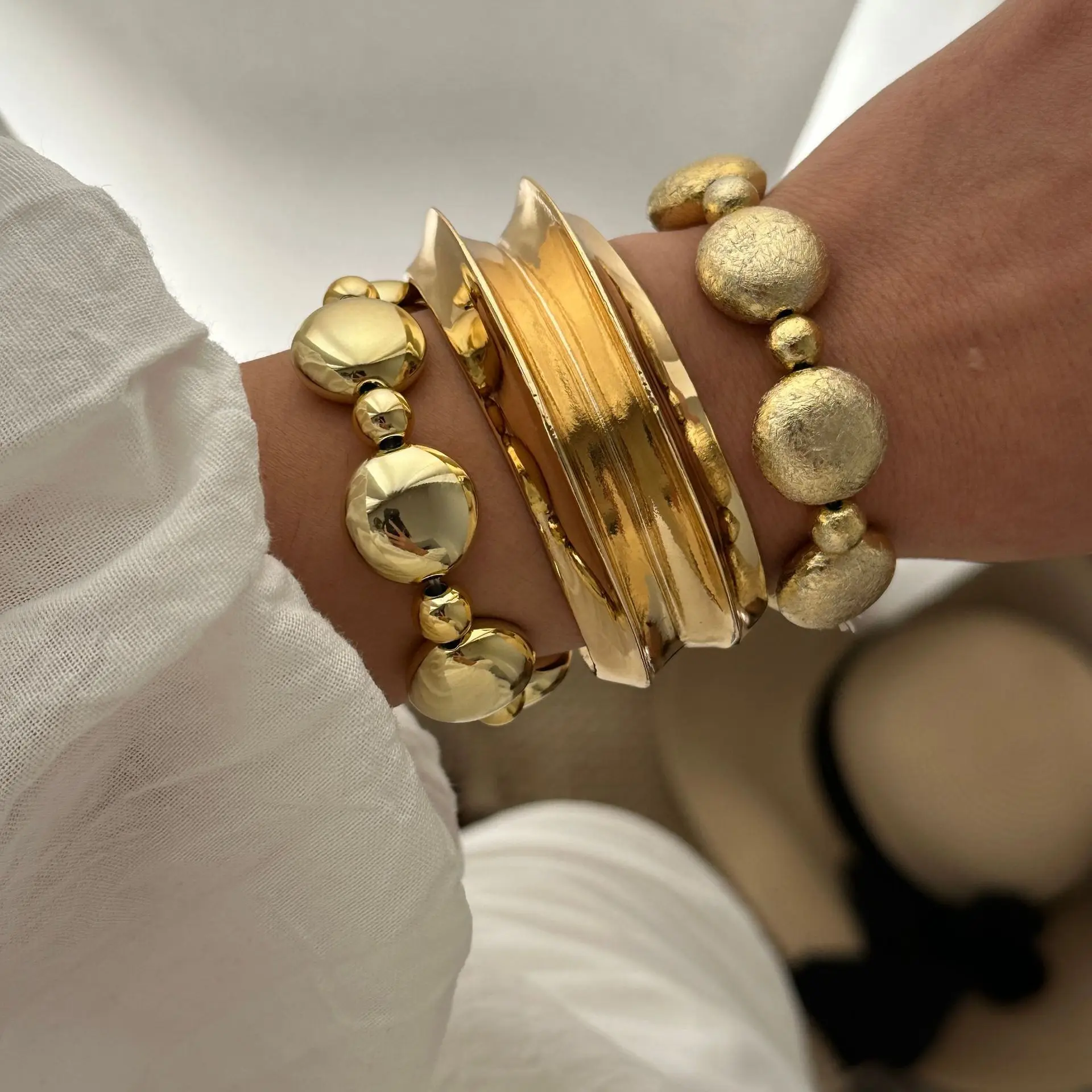 Exaggerated Vintage Geometric Irregular Cuff Wide Bangles