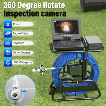 Sewer Camera 360 Degrees 50/80/100M Self-Leveling 7mm 512HZ Locator 10 Inch IPS 1080P Screen Cable Night Vision Ip68 1
