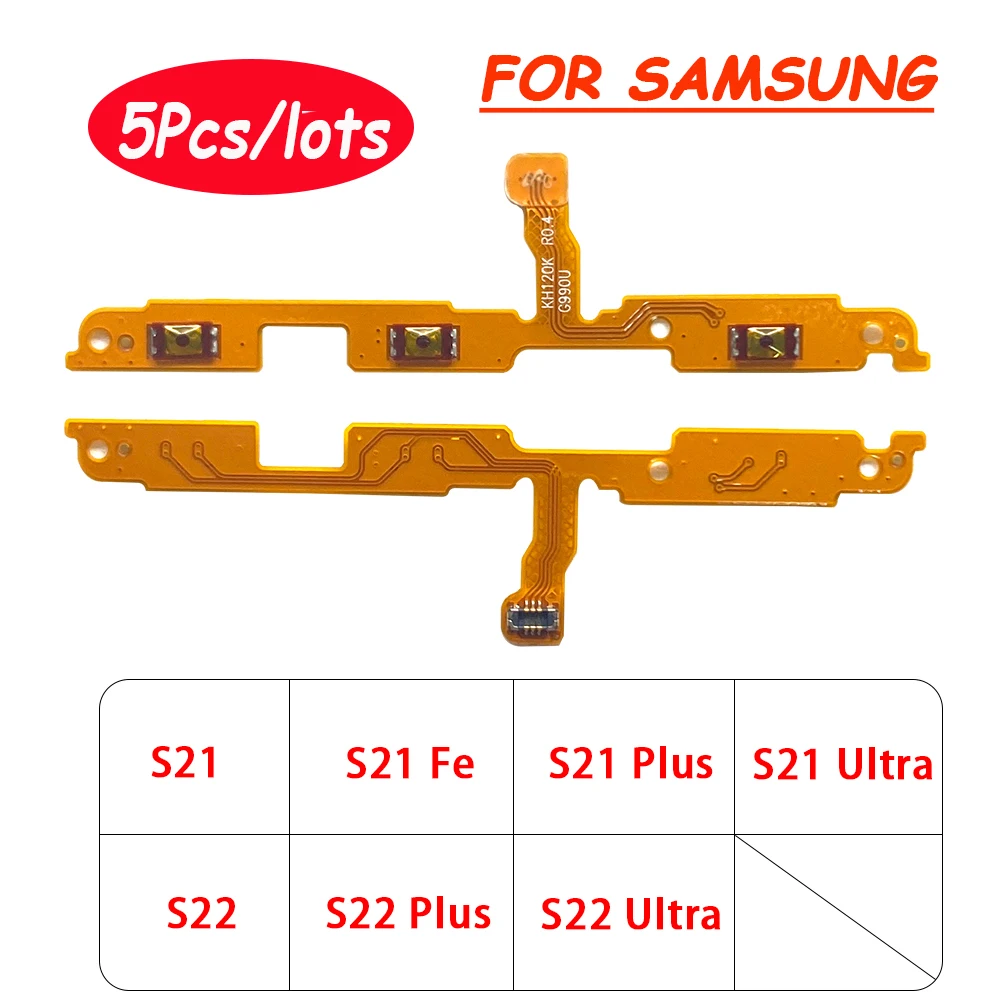 

5Pcs, Power ON OFF Mute Switch Control Key Volume Button Flex Cable For Samsung S21 Plus S21+ S22 Ultra 5G S22+ S20 FE S20+