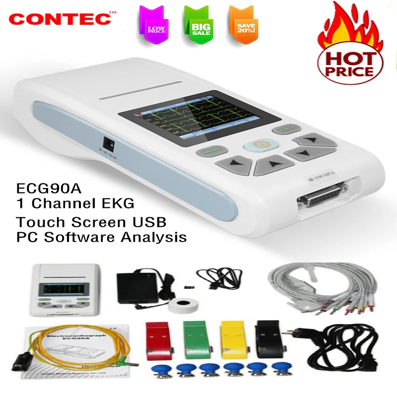 CONTEC 12-Channel ECG/EKG Machine Electrocardiograph PC Software Touch Screen ECG90A | Красота и здоровье