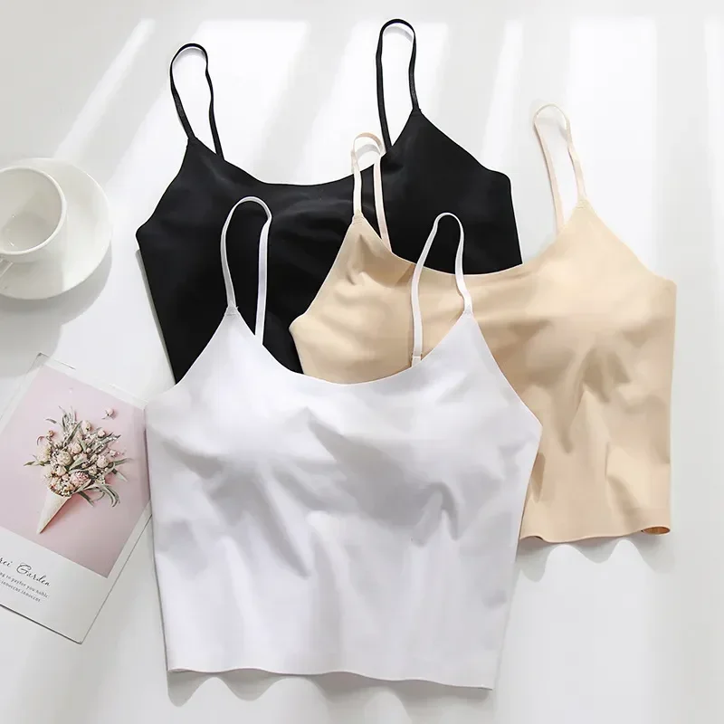 

Ice Cropped Female Bras Up Underwear Top Silk Brassiere Bralette Push Breathable Girls Women Seamless Padded Sleeping Sexy