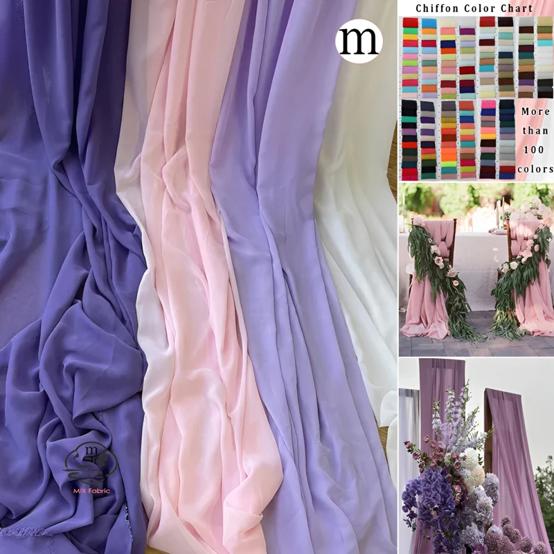 Elegant Purple Red Chiffon Georgette Fabric