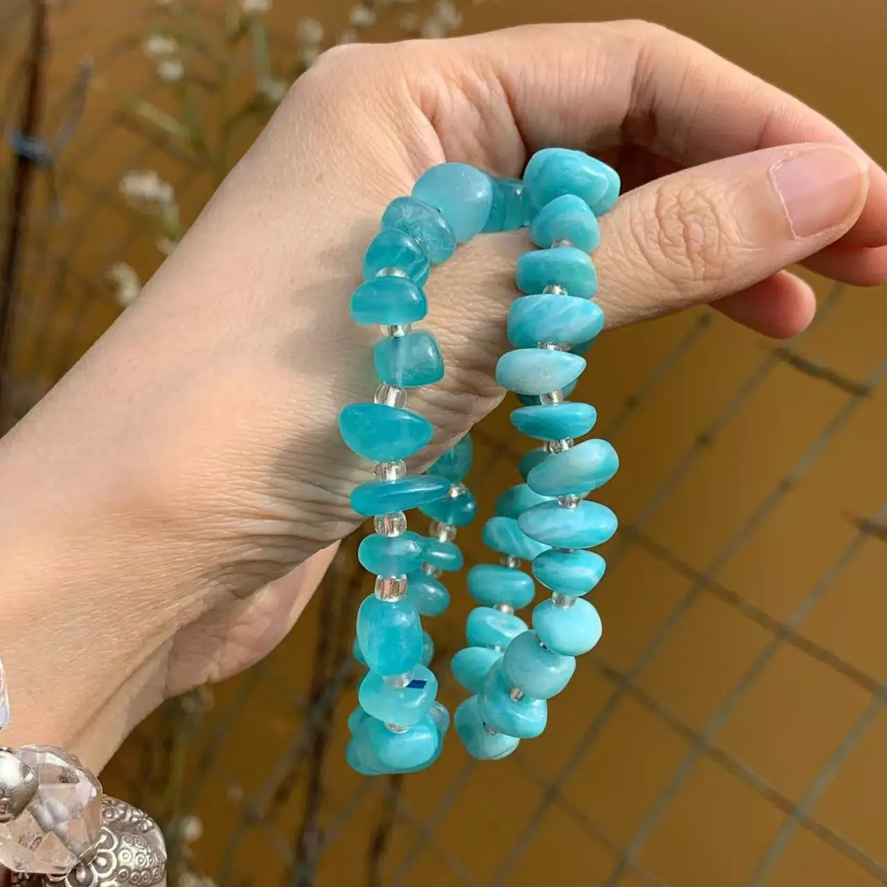 Natural Amazonite Bracelet Blue Stone Irregular Jewelry Wholesale Design Handmade GEM Beads Healing Women Jewelry Gifts