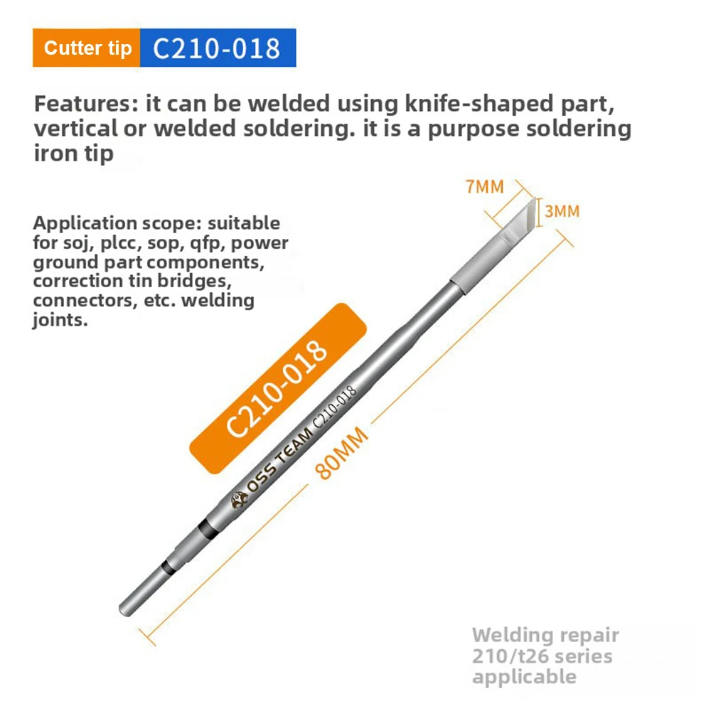 Soldering Iron OSS C210 Soldering Iron Tip Precision Welding Tool 2S Rapid Heating Compatible for JBC T210 T80 HS02B