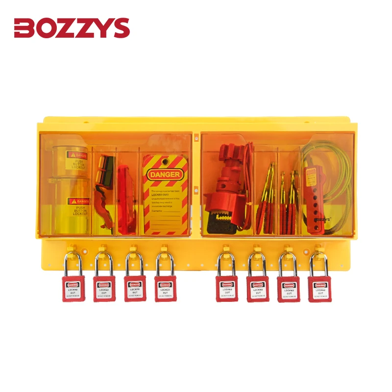 

BOZZYS Small Wall Mounted Lockout Station with Transparent Dustproof Cover for LOTO Locks Equipment Management BD-B104