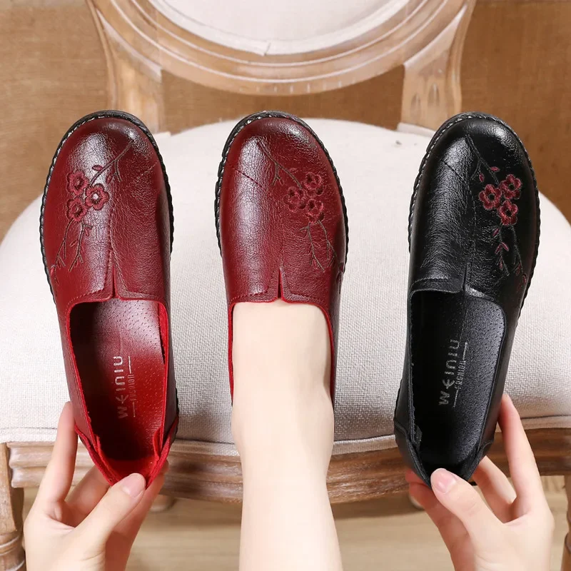 Elegant Women's Flats Shoes Leather Women Loafers Fashion Soft Bottom Ballet Flats Women Shoes Loafers Zapatos De Mujer