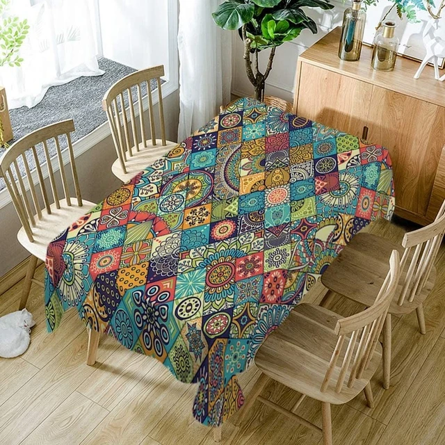 Tovaglia rettangolare in stile bohémien impermeabile e antimacchia con  motivo geometrico tovaglia da pranzo rettangolare decorazione della cucina  - AliExpress