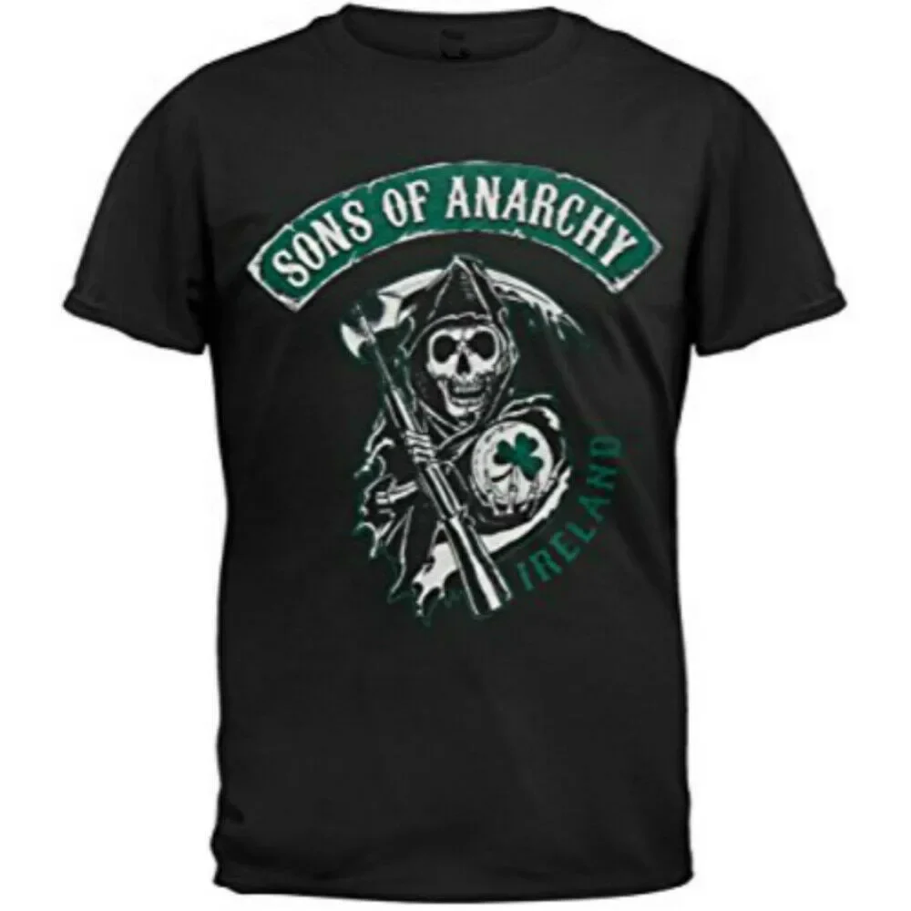 Black Anarchy Sons Of Ireland T-Shirt Ufficiale Adult Summer Streewear Size:S-3Xl
