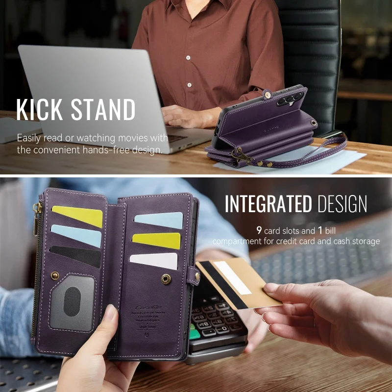 Lanyard Zipper Wallet Phone Case with Card Holder and Cover Bag