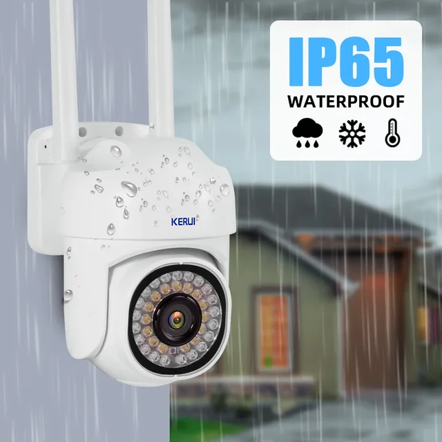 KERUI 5MP HD Auto-tracking PTZ IP Camera WiFi for Outdoor Ai Detection Alert CCTV Camera Color IR Light Audio Video Surveillance 5