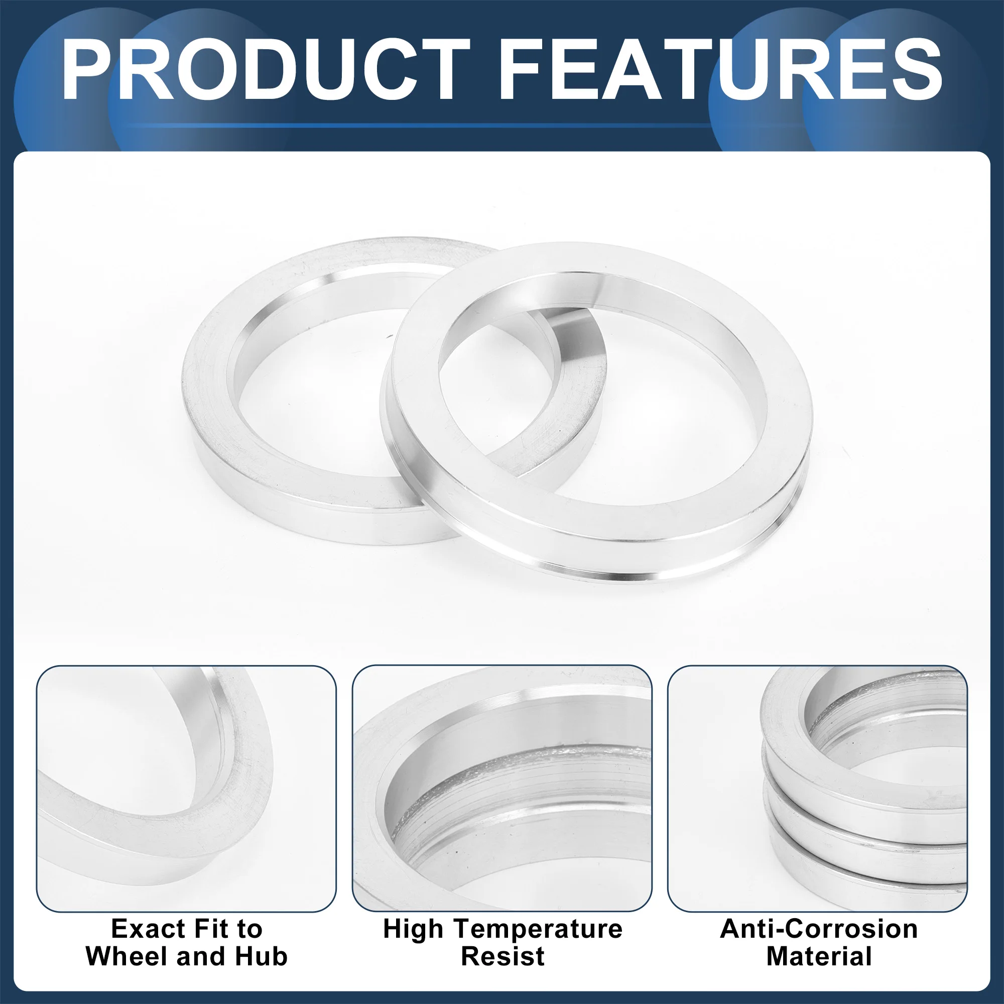 UXCELL 4pcs Car Wheel Hub Centric Rings OD 75.1mm to ID 56.6/64.1/66.6/70.6/72.6/73.1mm Wheels Center Shaft Shock Hubrings 5