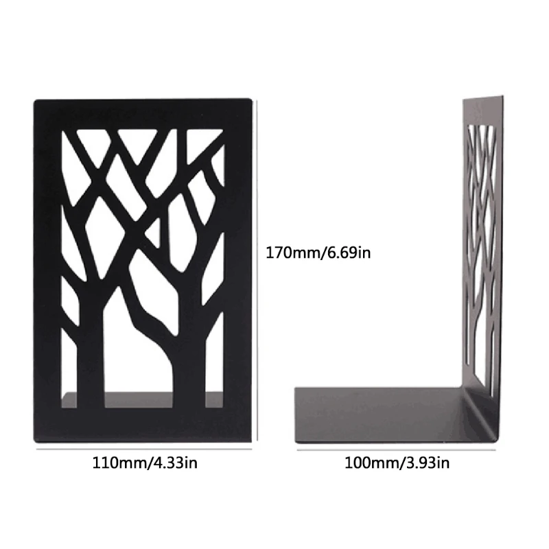 Book Organizer Metal Bookends Creative Hollow-out Book Stands Non-Slip Book Supports Gift
