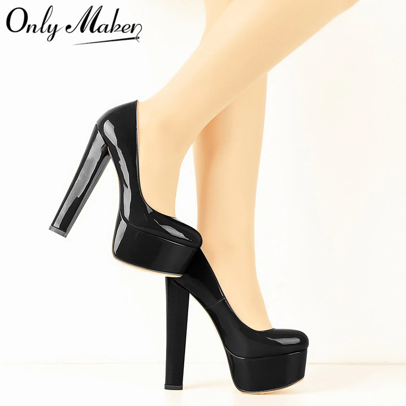 Onlymaker Womens Chunky High Heels Platform Pumps Slip on Party Club Lady Shoes Onlymaker Womens Chunky High Heels Platform Pumps Slip on Party Club Lady Shoes