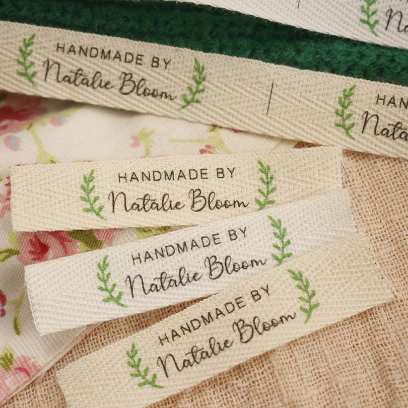 12*60 MM Cotton Twill or Text Sewing Accessori for Knitted Things Custom Personalizada Handmade Label Plant (xw5506) clothing labels twill labels