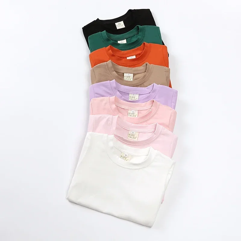 Cotton T Shirt Girls Tee Shirt Girls T Shirt T Shirt Kids T Shirt Summer Kids Boys Girls Solid Cotton Breathable Short Shirt For 12M-9T Baby
