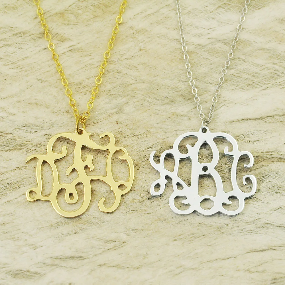 

Personalized Monogram Necklace Pendant Customized Three Initials Letters Choker Necklaces Birthday Gift For Her Women Jewelry