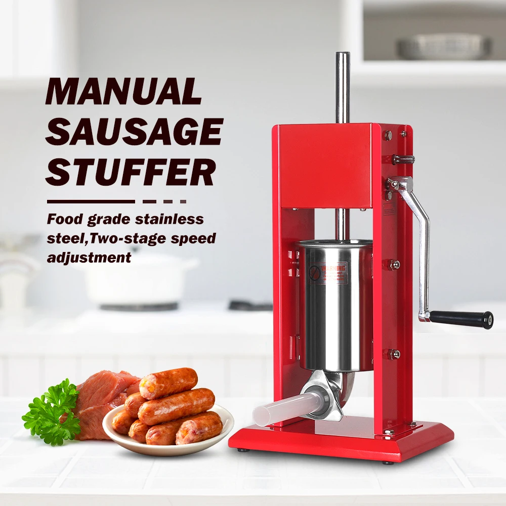 Description Picture 2 of itemITOP ST-3 3L Manual Meat Sausage Stuffer Stainless Steel Filler with 4 Nozzles Sausage Making Machine Meat Processor