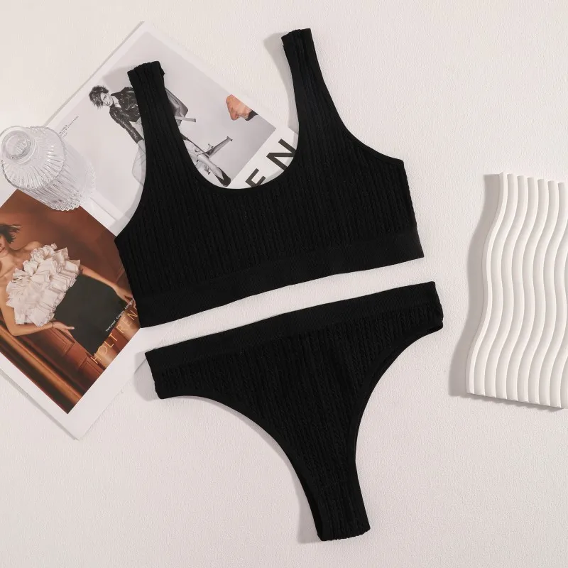 Women Seamless Bra Set Ribbed