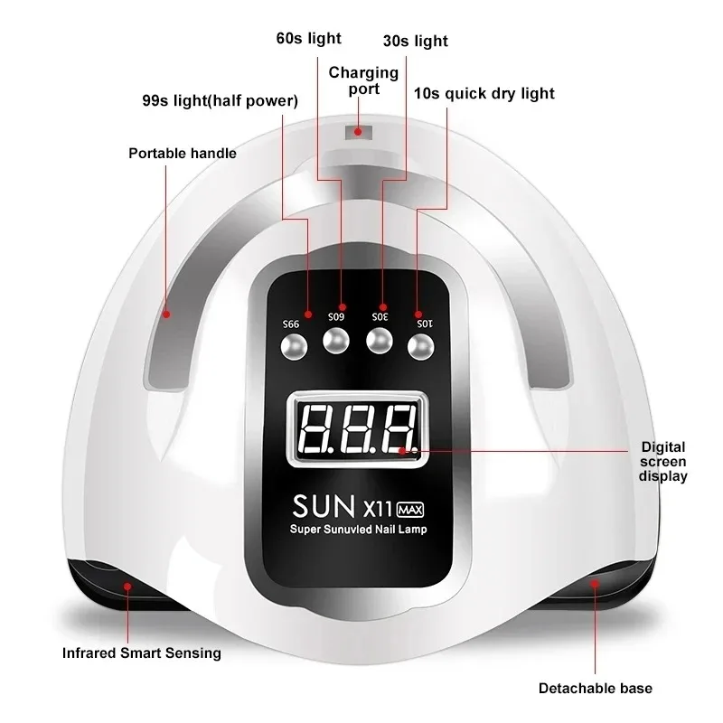 Professional Infrared Sensor Nail Lamp 360° Auto-Detection LED/UV Light for Fast 30s Gel Curing,Salon Grade Manicure Dryer with