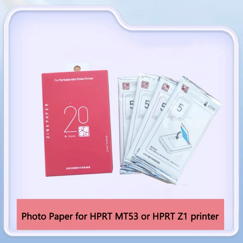 HPRT MT53 또는 HPRT Z1 특정 인화지 M53/Z1 프린터용 2x3인치 접착식 원본 인화지