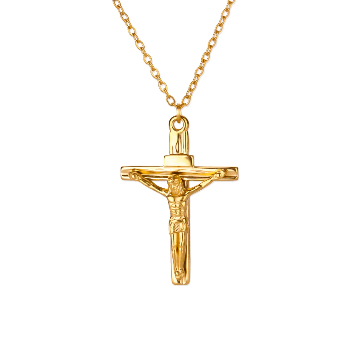 Jesus Cross Necklace Stainless Steel Our Lady of Guadalupe Medal