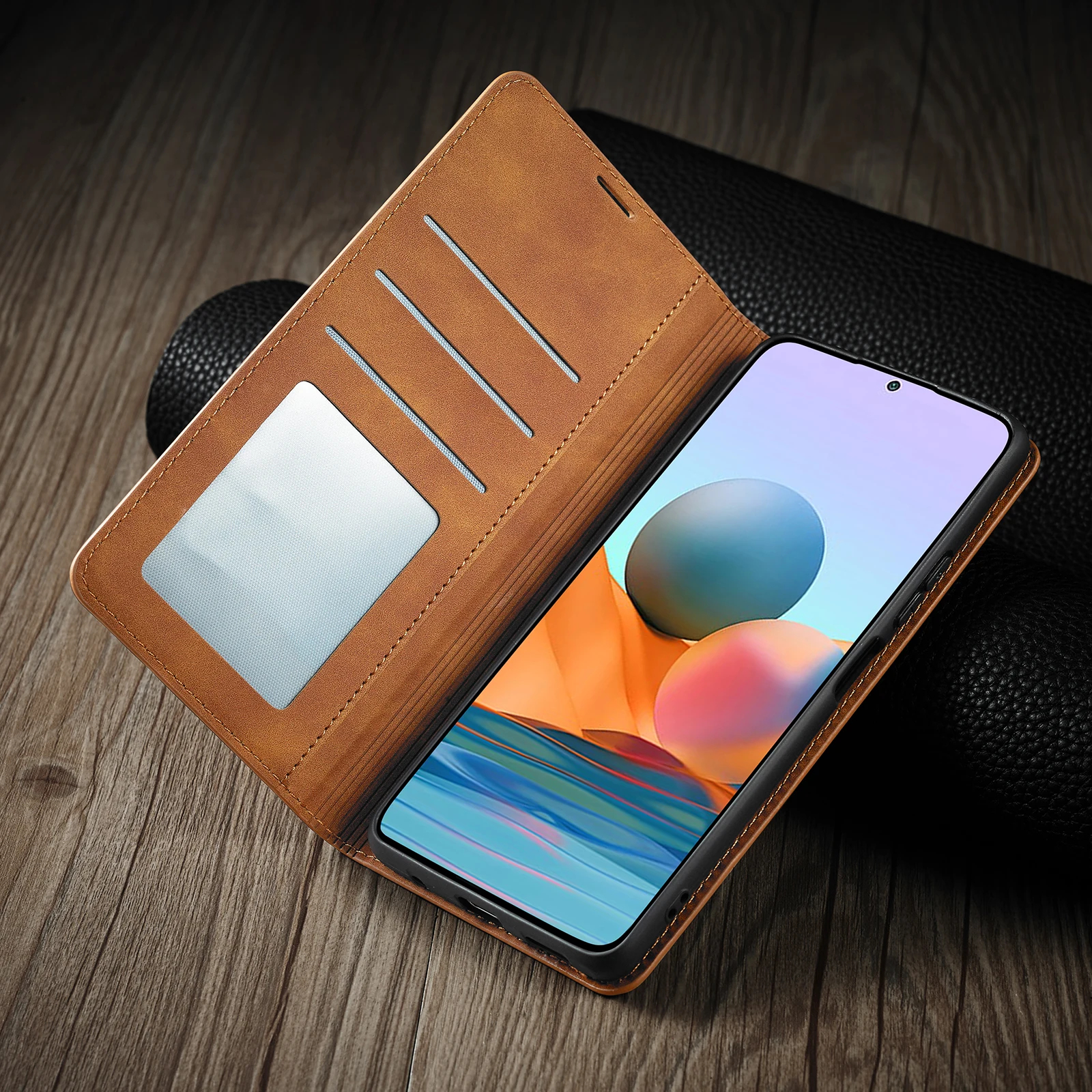 Luxurious Leather Flip Phone Case with Card Wallet Cover
