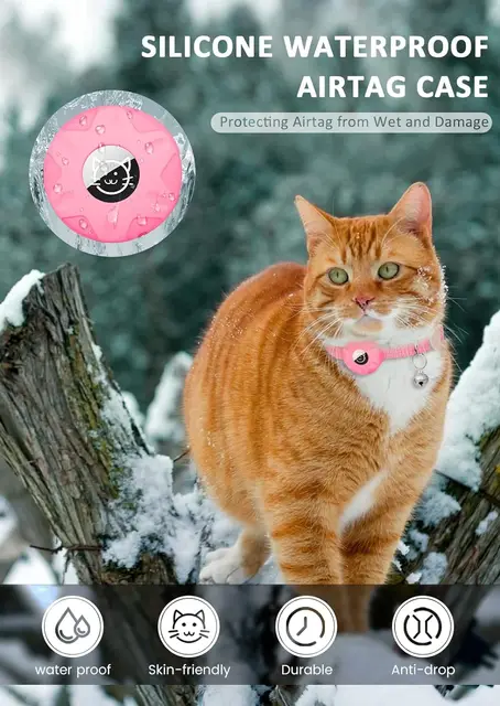 for Apple AirTag Cat Collar,Air Tag Pet Collar with airtag Holder and Bell Reflective GPS Kitten Collar for Girl Boy Cats gatos 5