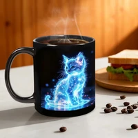 Tasse à café magique thermosensible en céramique, motif chat néon, changeant de couleur, réactive à la chaleur, cadeau pour les amoureux des chats 4