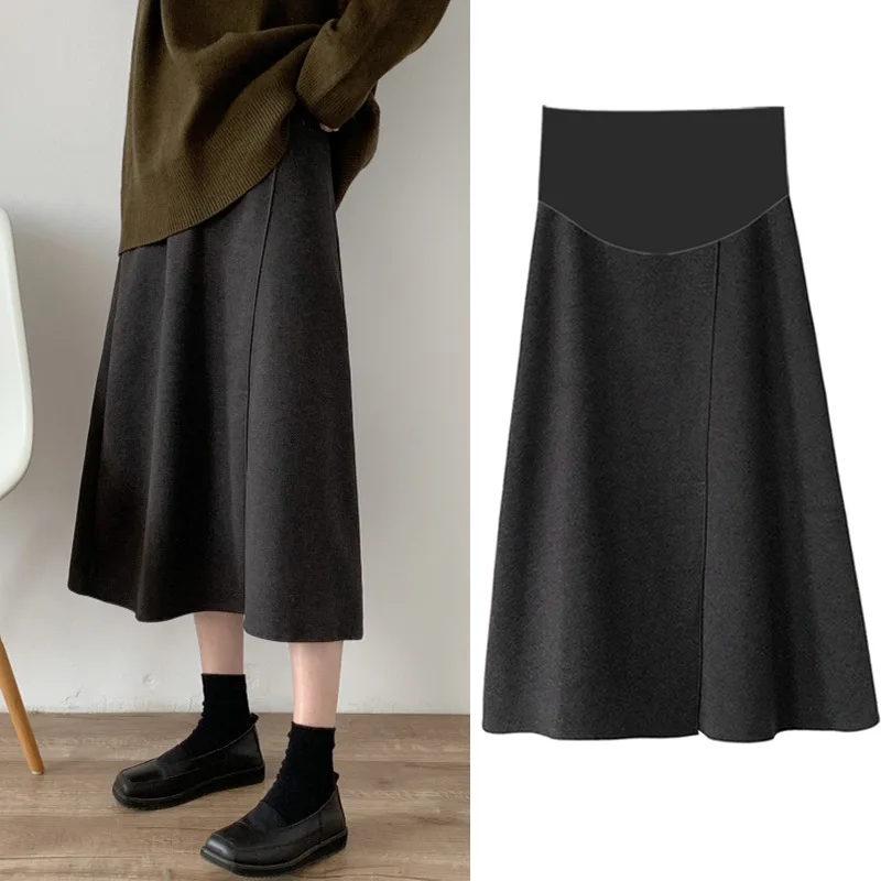 

Fdfklak 2022 Autumn/Winter New Maternity Skirts For Pregnant Women Clothes Black High Waist Belly Skirt Pregnancy Casual