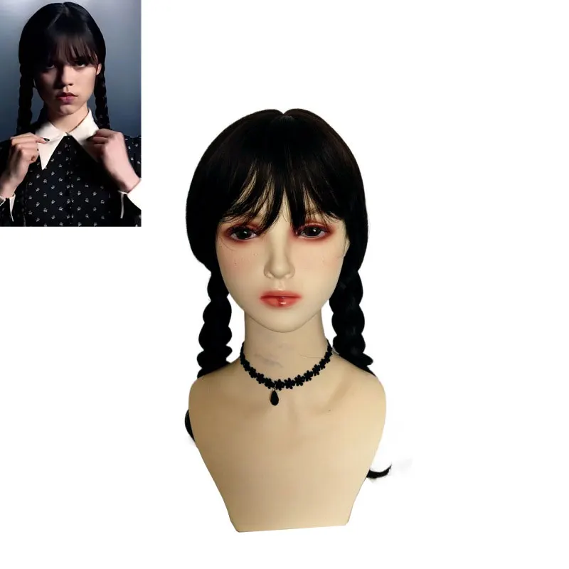 

Wednesday Addams Cosplay Wig Women Long Hair Wig high temperature resistant synthet Braided Wig Halloween Wholesale Accessory