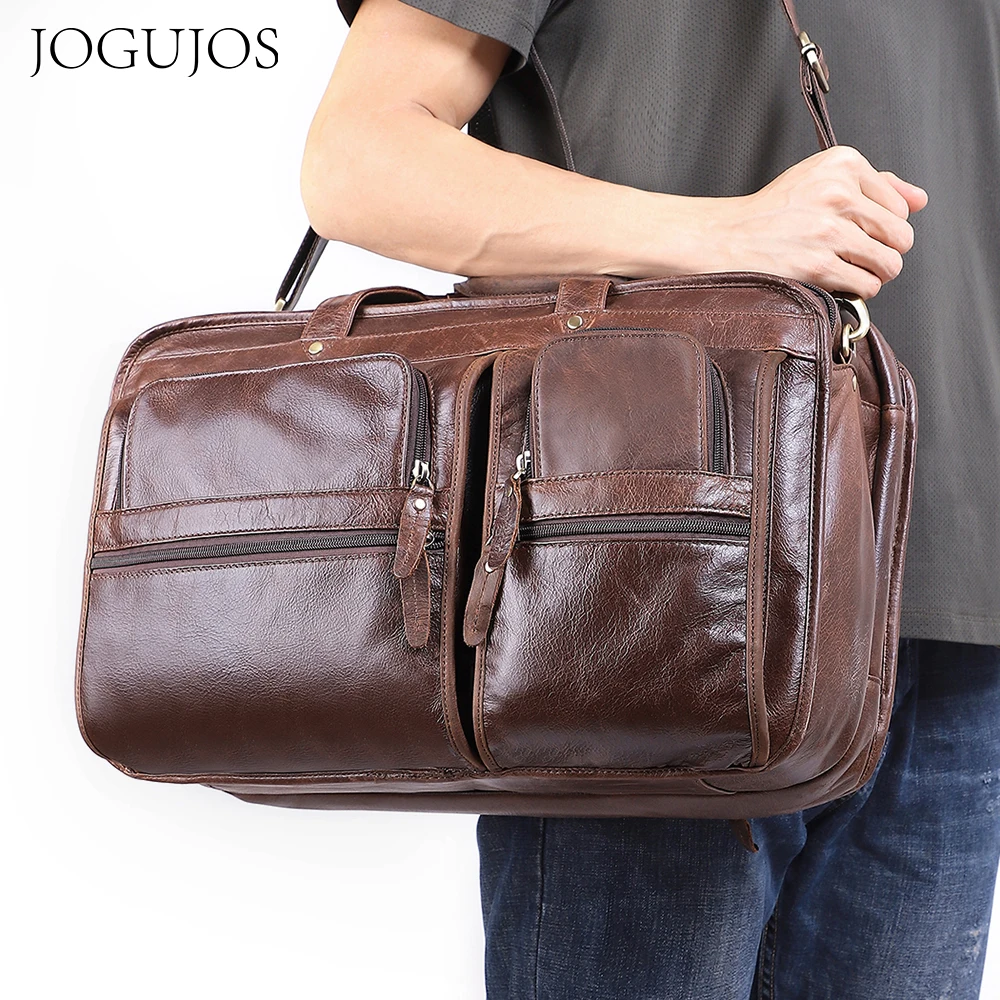 

JOGUJOS Genuine Leather Men's Briefcase High Capacity Cowhide Brand Vintage Shoulder Bag for Men Travel Business Handbag Men