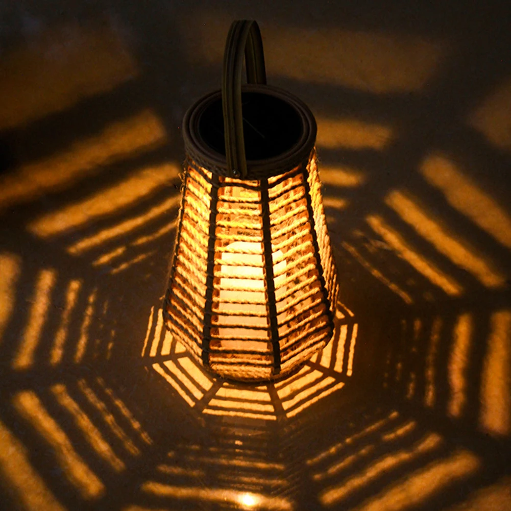 Description Picture 5 of itemSolar Hanging Lantern Light Outdoor Solar Lantern IP44 Waterproof with Handle Rattan Bamboo Lamp for Garden Patio Courtyard Lawn