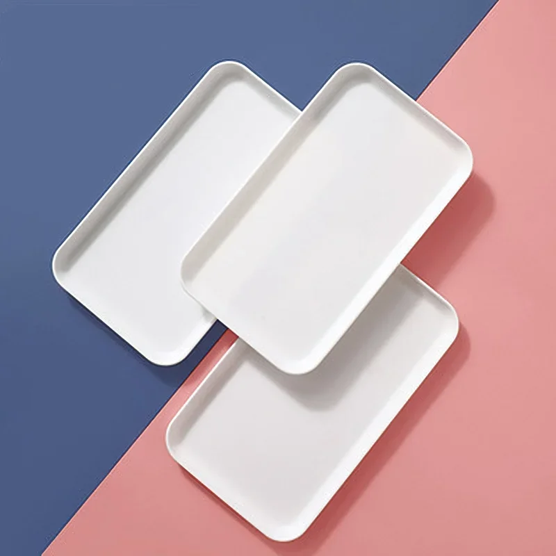 29*17 White Plastic Tray Nordic Simple Multi-function Rectangular Storage Tray Home Kitchen Bathroom Supplies Fruit Dessert storage tray kitchen tray