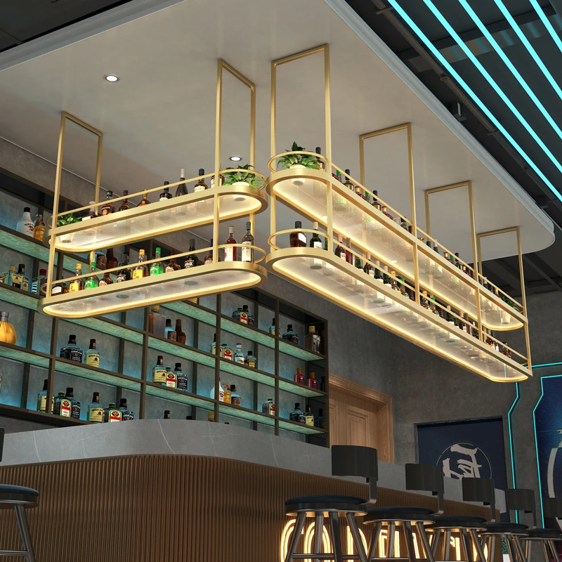 Modern House Furniture Bars Canteen Bar Small Commercial Stainless Steel Cocktail Liquors Cupboard Shelves Wall Home Cabinet Set