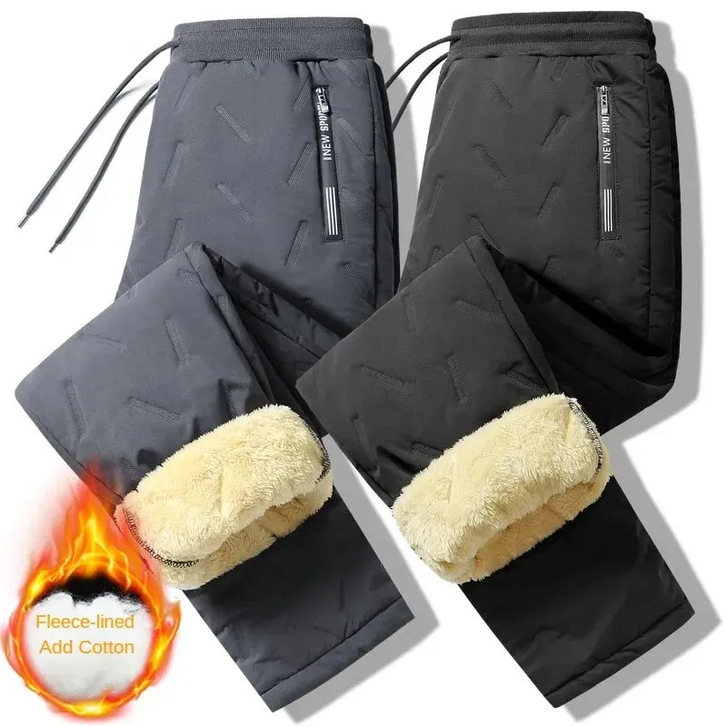 Winter Sweatwear Men Plush Thick Fleece Sweatpant Lambswool Thermal Trousers Casual Pants Windproof Warm Cotton Pants 8828 5