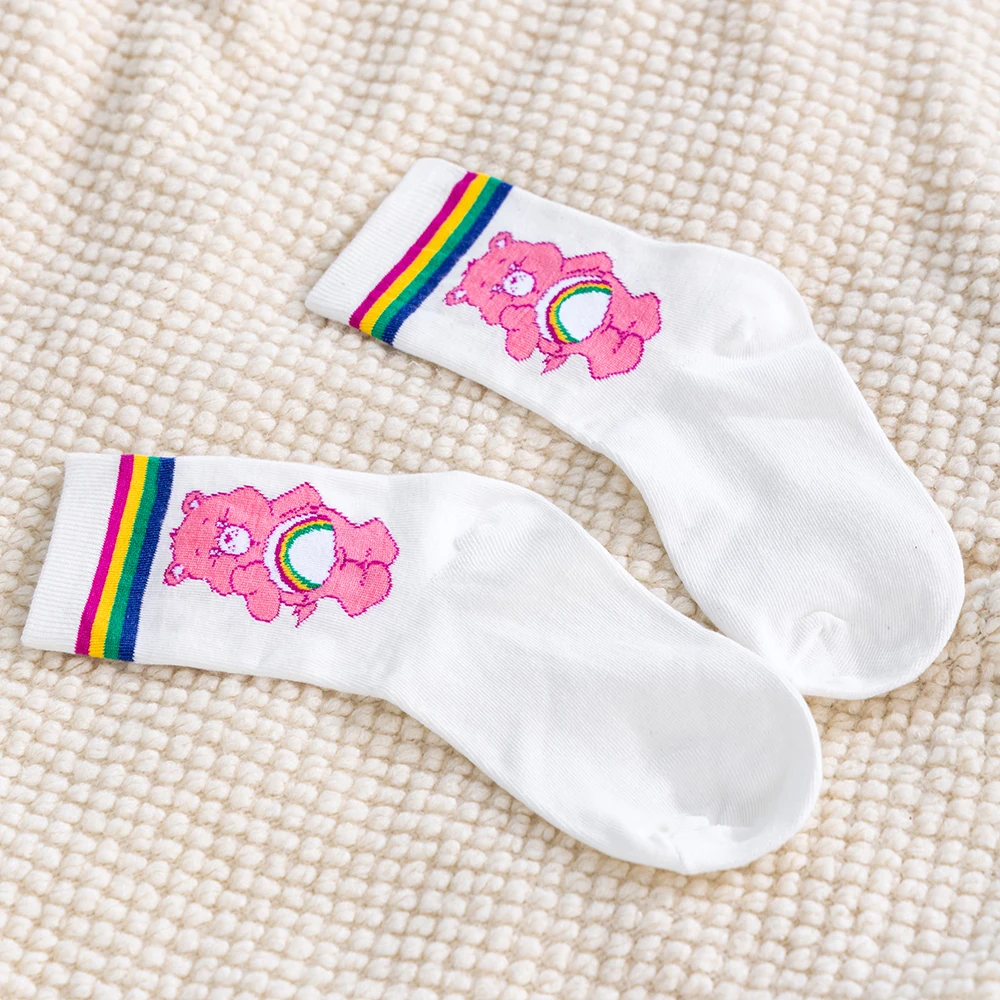Care Bears Neue Cartoon-Damen-Mittelsocken, Kawaii-Bärenmuster-Mittelsocken, Mädchensocken, lässige weiche Socken – Detail 3