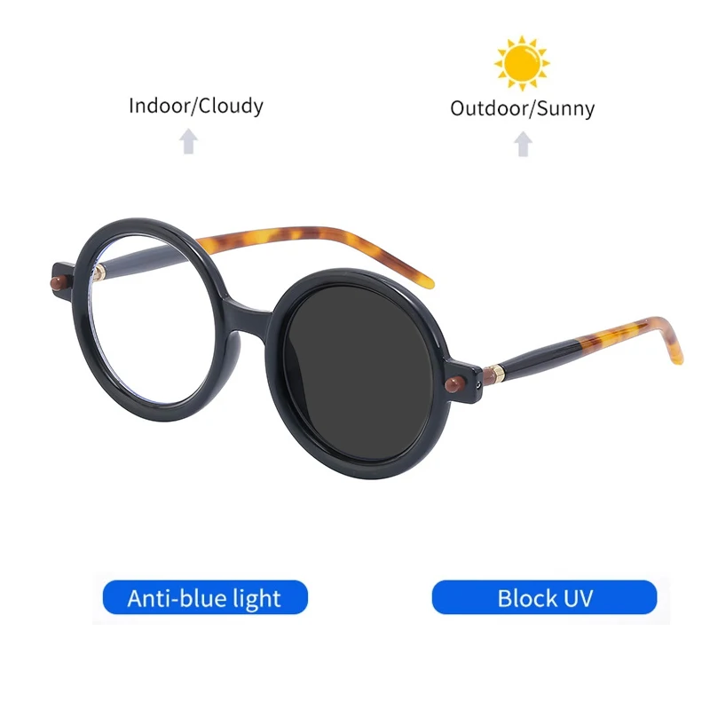 Occhiali da lettura fotocromatici rotondi retrò anti luce blu dal