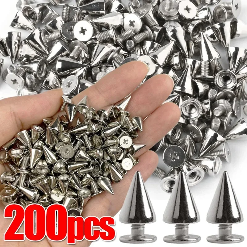 Description Picture 2 of item200/10Pcs Round Cone Rivets Silver Metal Cone Studs and Spikes for DIY Leather Garment Rivet Screwback Nail Clothing Accessories