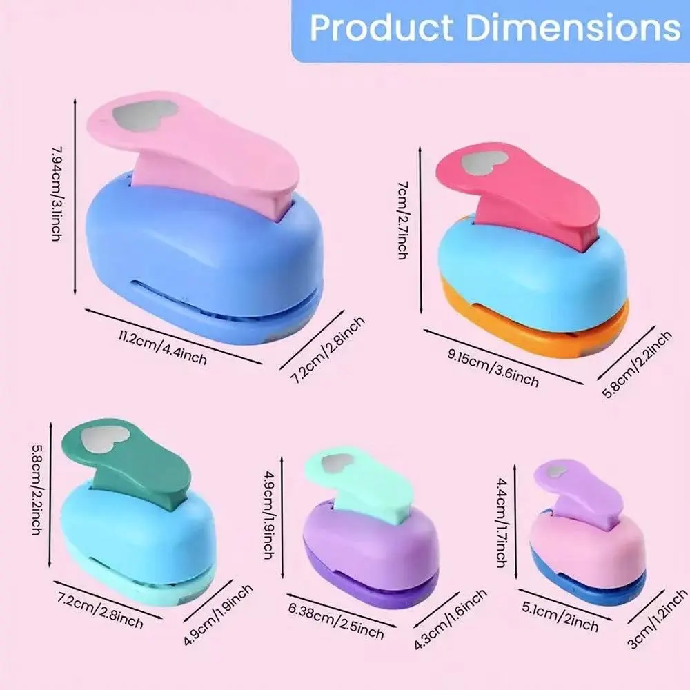 Heart Shaped Hole Punch 8/16/25/38/50mm Random Color DIY Craft for Scrapbook
