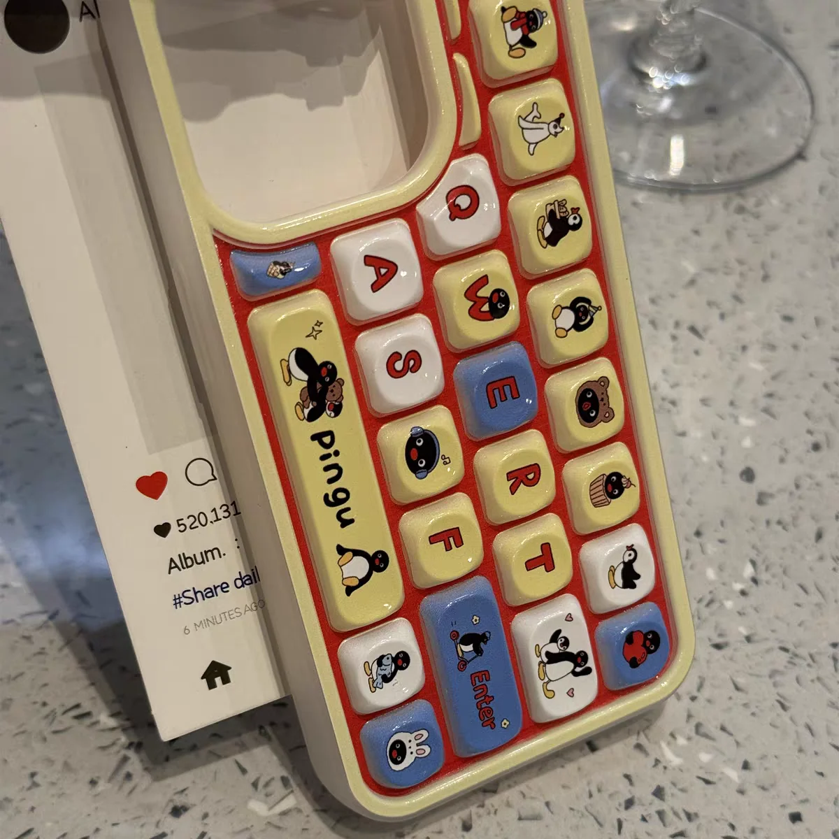Cartoon Penguin Creative Transparent 3D Keyboard Soft Phone Case